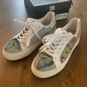 Betsey Johnson Lindsay Blue Multi Butterfly Sneakers